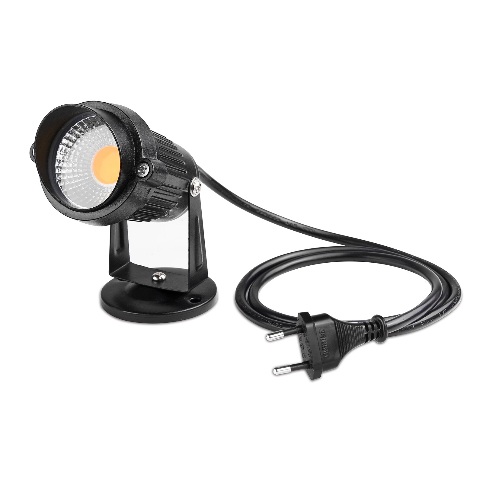 Adjustable 5W COB LED Lawn Garden Flood Light Yard Patio Path Spotlight Lamp with Spike Waterproof EU Plug AC 85-265V Long life: Warm White / EU with Base