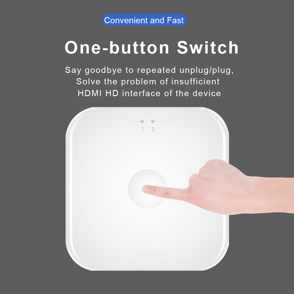 HDMI Bidirectional Switch 2 In 1 Out 1 In 2 Out 4K HD Splitter HDMI Video Splitter 4K * 2K @ 30HZ, 2K @ 60HZ QH200 White