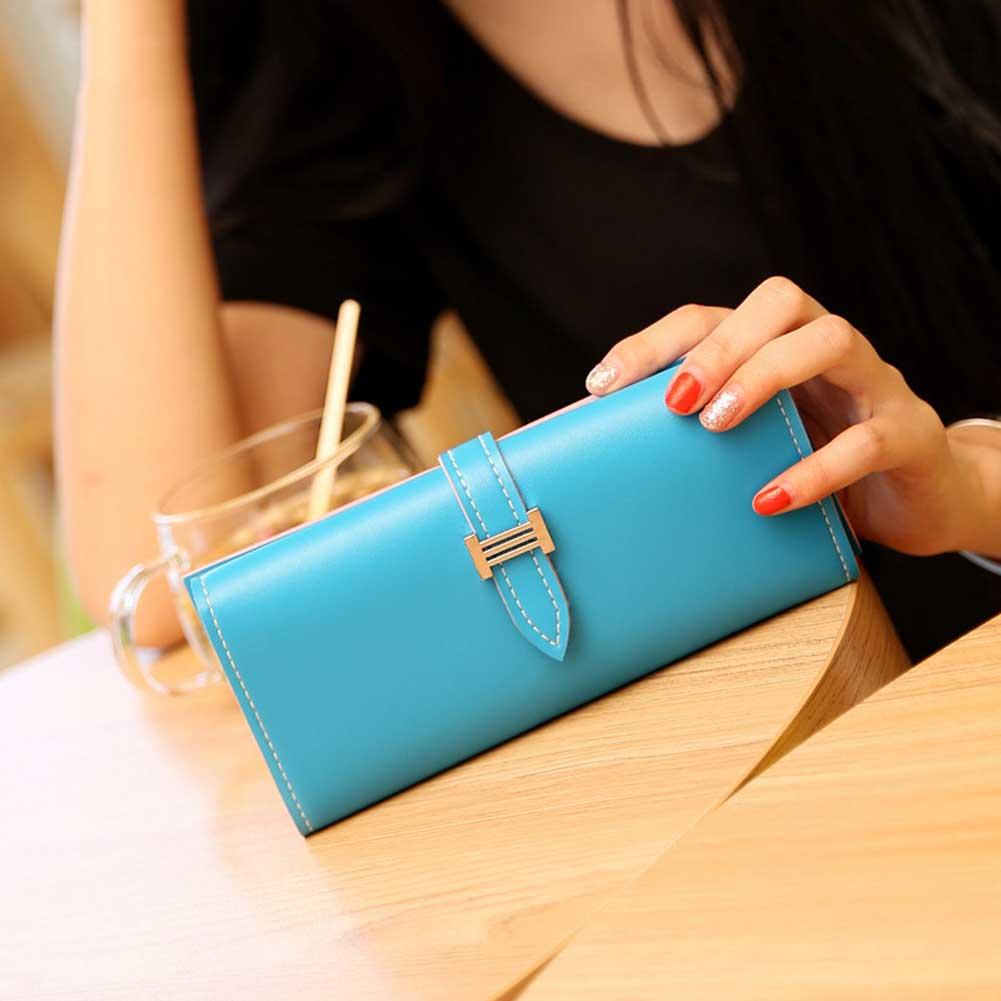 Le donne di Stile Coreano Sacchetti di Frizione Grande Capacità di Schede Multi Moda di colore Solido Lungo di Sera Del Raccoglitore Pochette Borsa Borsa Ragazza borsa: Blu