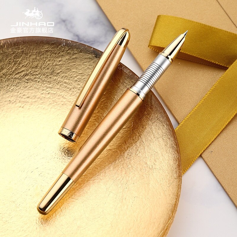 JINHAO 606 Financial Tip Fountain Pen 0.38mm Shine Platinum Steel School Office Business Writing Ink Pens Stationery: Yellow