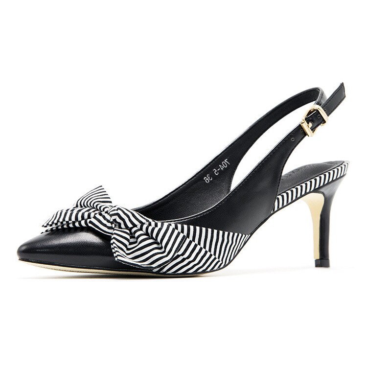 Zomerschoenen dames ondiepe mond hoge hakken dames dun met puntige strik damesschoenen wild