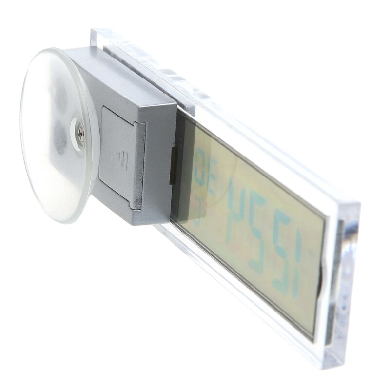 Mini termómetro Digital LCD para coche y camión, reloj con ventosa, 2 en 1