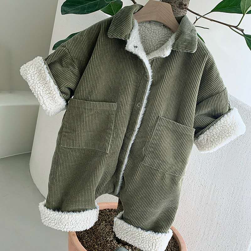 Winter Boys and Girls Regular Korean Style Cotton Kids Romper Single-Breasted Pockets to Keep Warm Fashionable