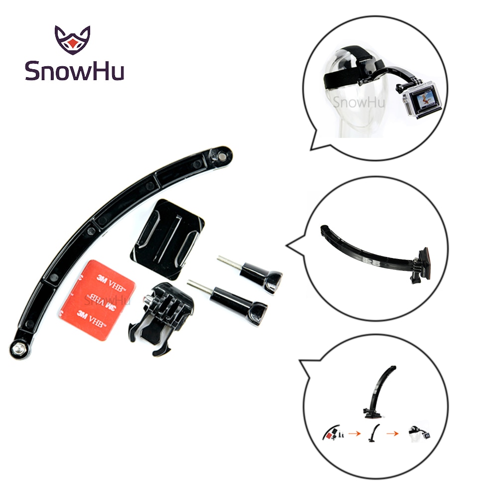 SnowHu for Gopro accessories Helmet Front Shooting Arm+Mounts+Screws+Adhesive Pads Stands for GoPro Hero 9 8 7 6 5 4 xiaoYI GP79