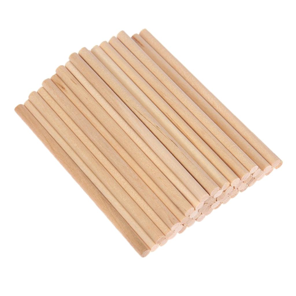 50 Stuks Ronde 5Mm Dikke Unfinished Houten Stok Houten Deuvel Staaf Voor Kids Model Making Diy Craft Thuis Bruiloft partij Decoratie: 10x0.5cm