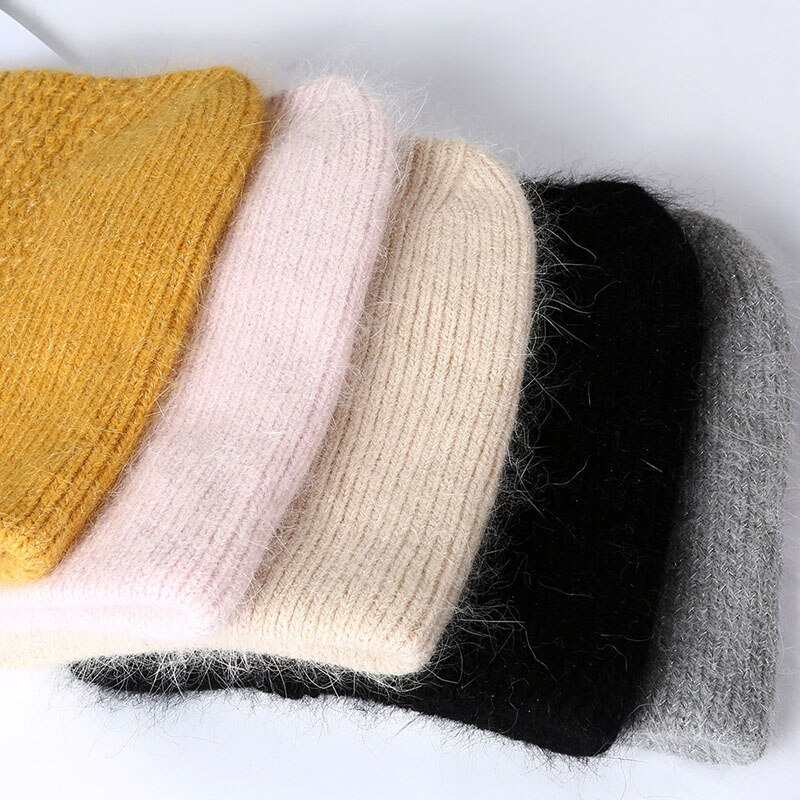Bonnet en fourrure de lapin pour femmes, couleur unie, oreilles de chat, doux, à la , pour l&#39;extérieur, garde au , hiver