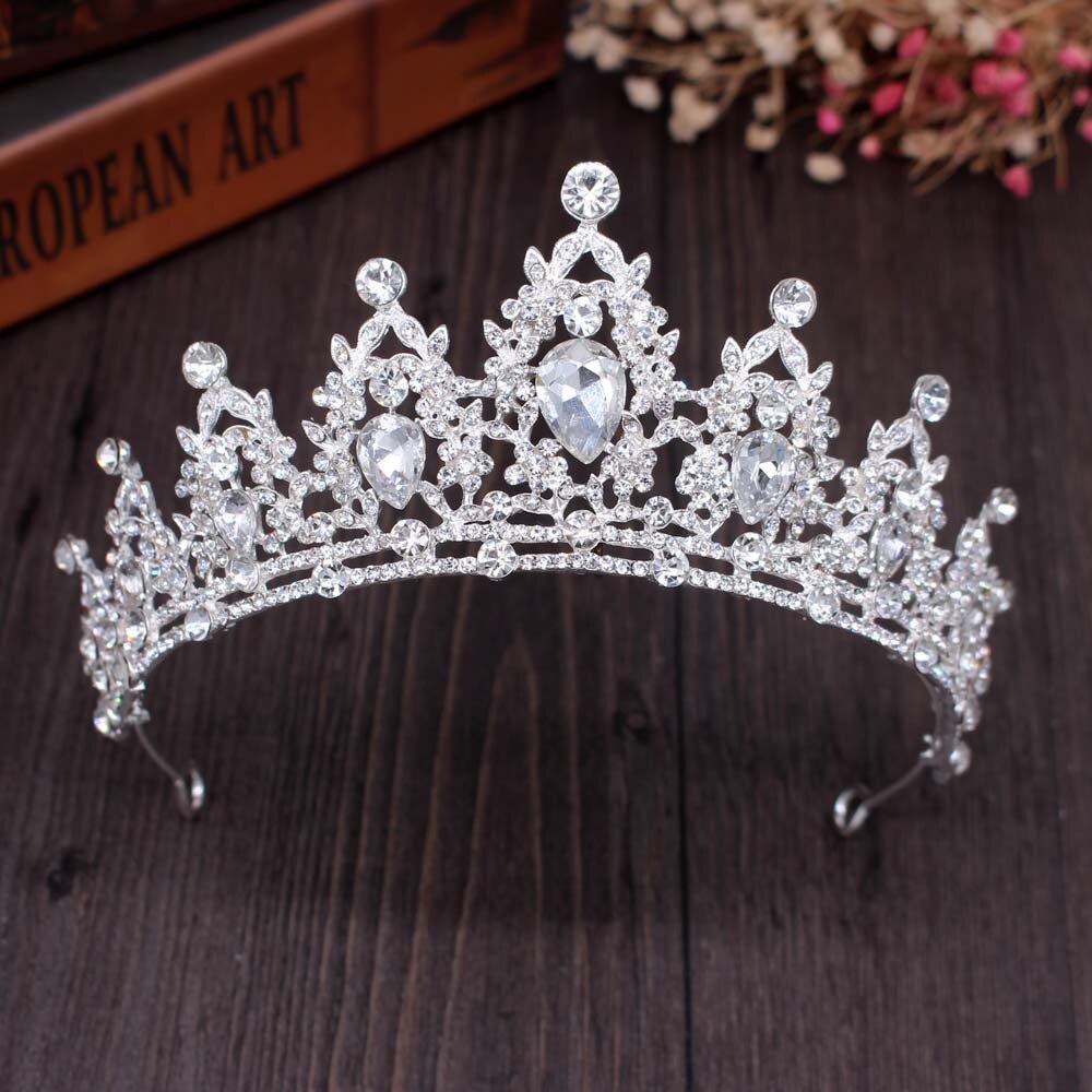 KMVEXO Vintage Gold Queen Princess Crowns Crystal Diadem For Bridal Hair Accessories Bride Tiaras Headbands Tiara De Noiva