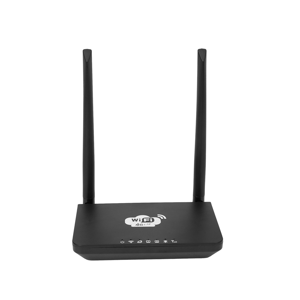 4G LTE WiFi Router 300Mbps High-speed Wireless Router with SIM Card Slot 2 External Antennas Black(European Version): black
