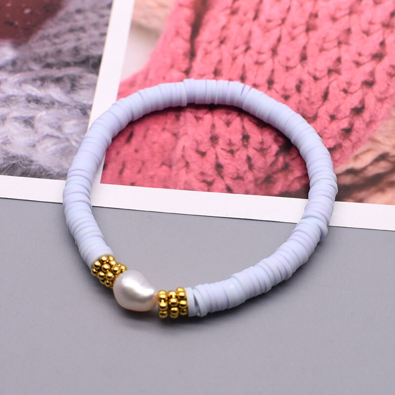 Boho parelbedelarmbanden van polymeerklei met 6mm kralen, armband voor dames, zomerse strandarmbanden, 2022: 7