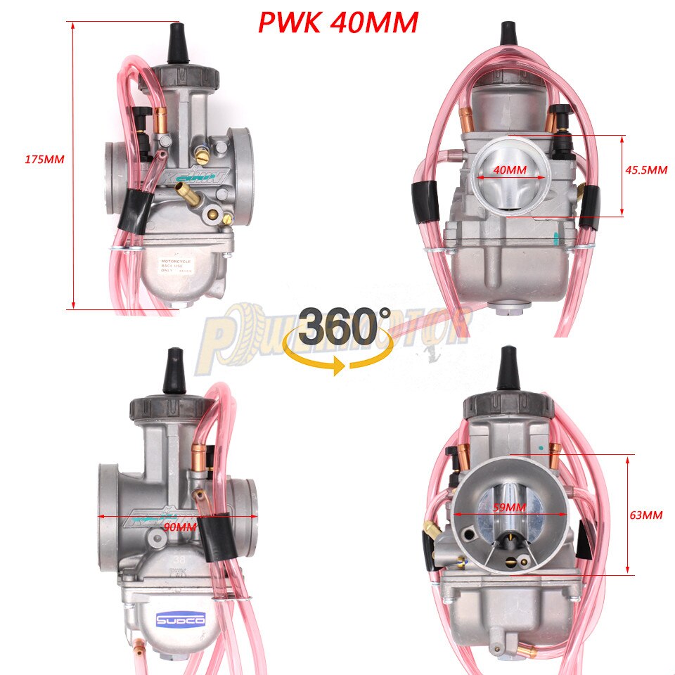 Carburador de cortina plana para motocicleta, motocicletas para Keihin PWK 36 38 33 34 35 40 42mm Dirt Pit Bike Enduro, accesorios para Motocross: BLANCO