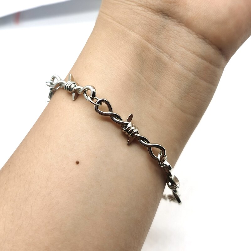 Kleine Draht Brombeersträuchern Armbänder Auf Hand Für Frauen Hüfte-hüpfen Schmuck gotisch Punk Stil Stacheldraht Wenig Dornen Armbinde armreif Männer