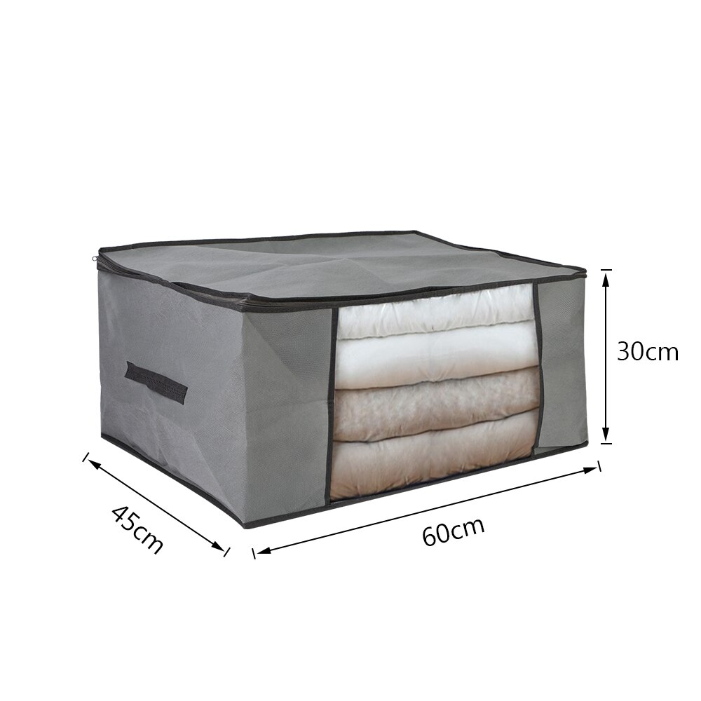 Folding Storage Box Dirty Clothes Collecting Case Non Woven Fabric With Zipper Moisture-proof Toys Quilt Storage Box: 60x45x30cm grey