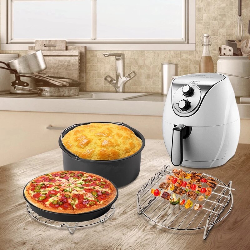 Air Fryer Accessories 7 Inch for Gowise Phillips Cozyna and Secura, Set of 8, Fit all Airfryer electric fryer 5.3QT to 5.8QT CF6