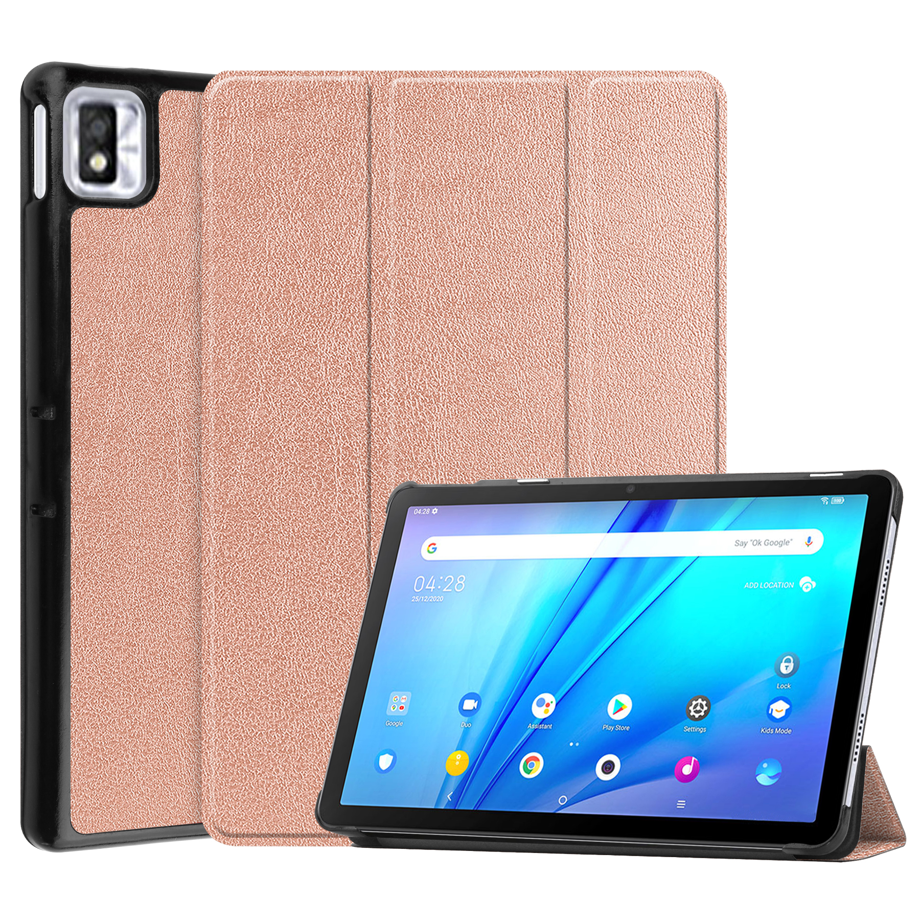 For TCL TAB 10s Tablet Case Tri-Fold PU Leather Stand Magnetic Cover For Coque TCL TAB 10s 9080G 9081X Smart Cover: KST Rosegold