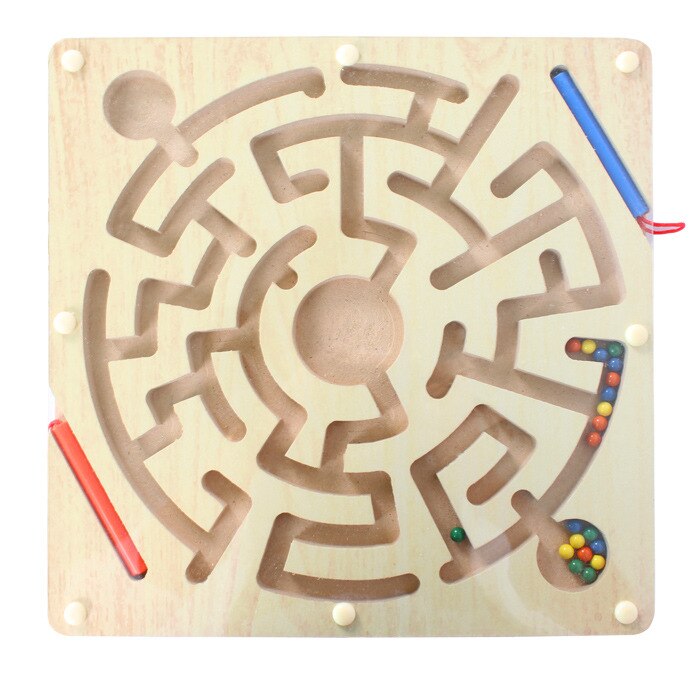 Holz Kreisbahn Perlen Maze Puzzle Stift Fahren Labyrinth Pädagogisches Board Game Interactive Labyrinth Kinder Spielzeug Ring Track: 434