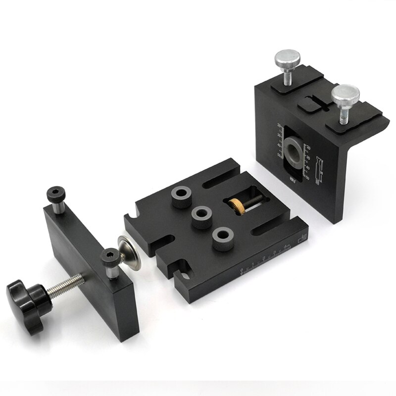 Multifunctionele houtbewerkingsset met deuvelmal, verstelbare boorgeleider, perforator en meubelbevestigingshulpmiddel voor timmergereedschap