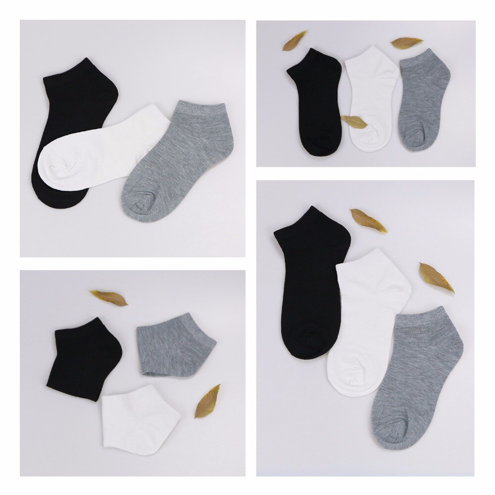 Vihir mænd sommer bomuld low cut sports sokker solid sort / grå / hvid korte sokker 12 par / pakke
