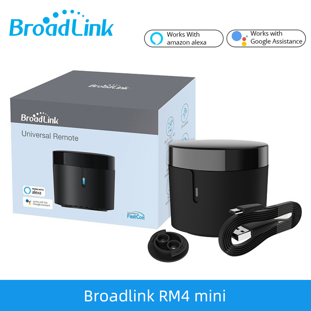 Original BroadLink RM4 Mini Control remoto IR Universal Wifi interruptor inteligente Sensor HTS2 funciona con Alexa Google Home asistente Domotica: Blanco