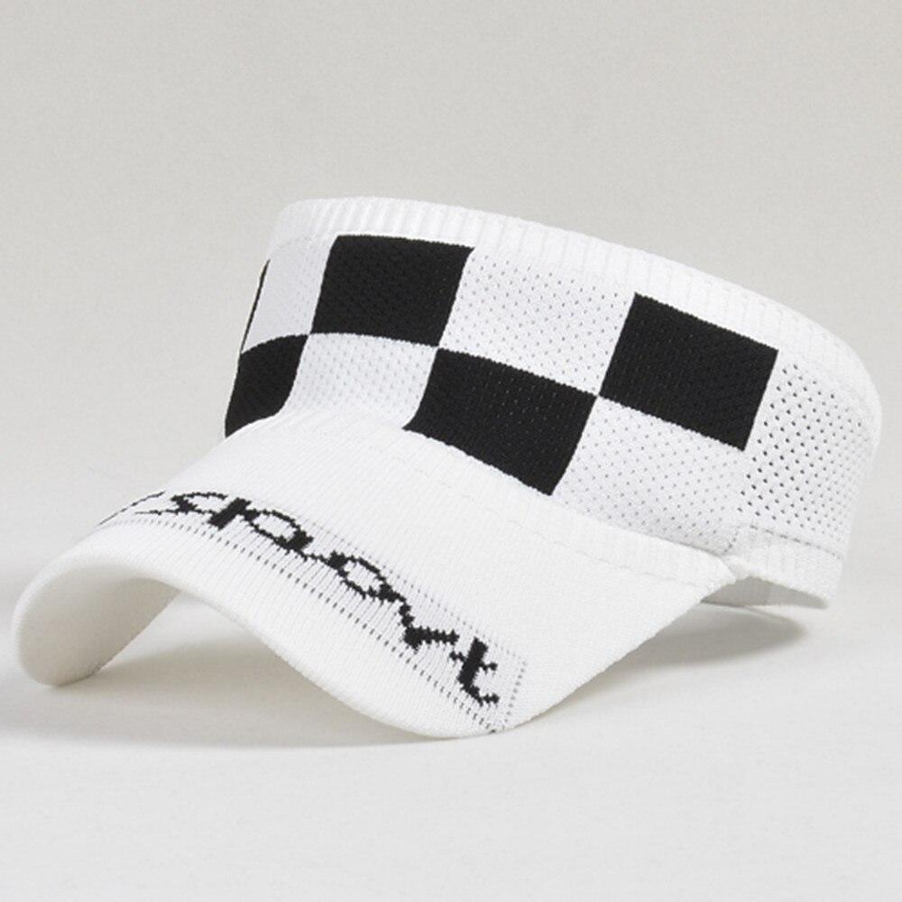 Womens Mens Empty top Hat Outdoor sports Sun Sunscreen Beach Hat MZ009: Plaid white