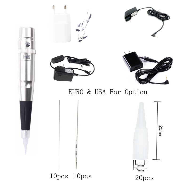 L'adaptateur pour Micropigmentation stylo dermographe universel stylo moteur suisse maquillage Semi Permanent: Silver