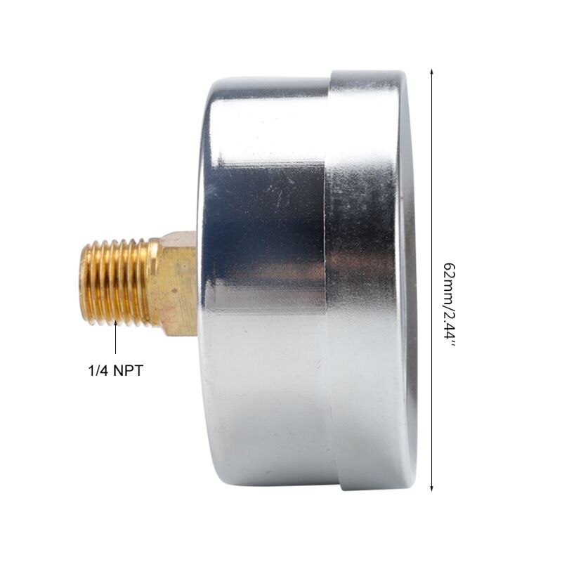 0-15psi 0-1bar/kpa*100 Pressure Gauge 1/4" NPT Back Mount 62mm Dial Pressure Monitor Meter