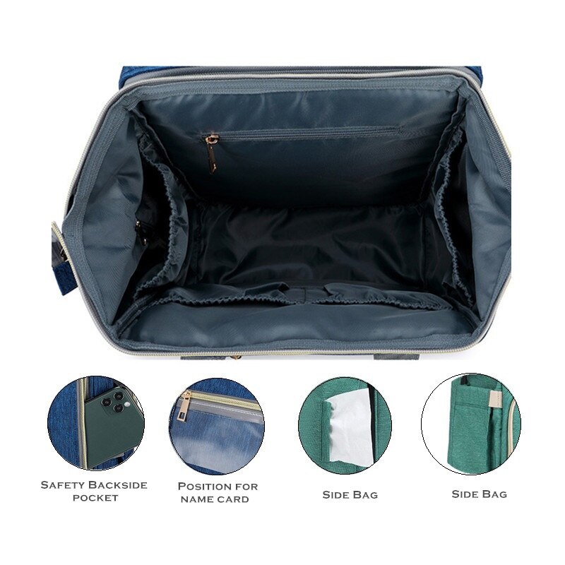 Usb bleposer rygsæk sammenfoldelig solcreme baby seng krybbe taske stor kapacitet isolering sygepleje klapvogn med skiftemåtte