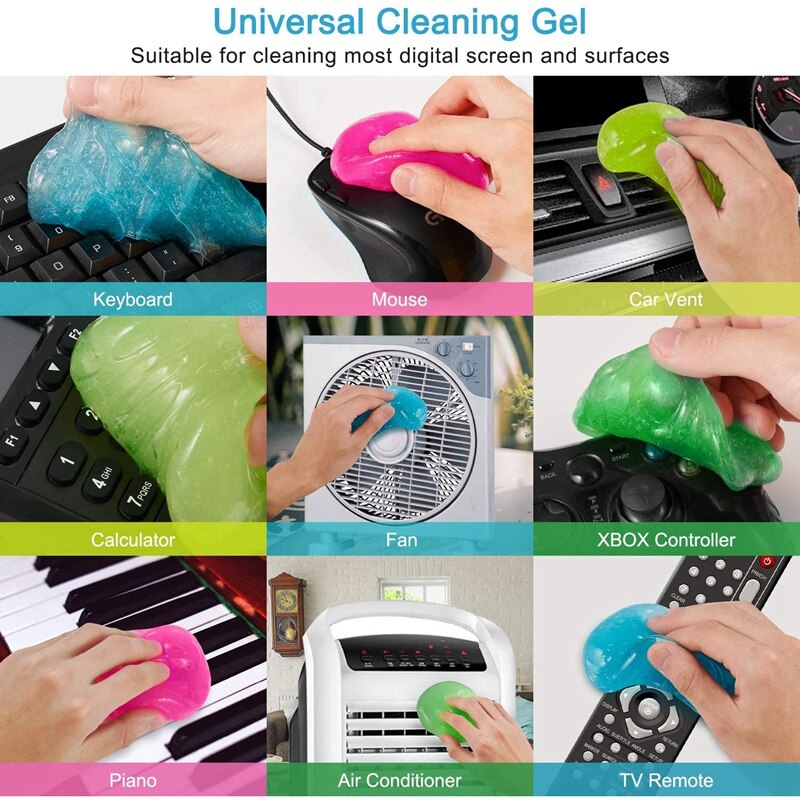 Car Cleaning Gels 4-Pack Car Interior Detailing Cleaner Tools Putty Dust Cleaning Mud for Keyboard,Air Vents,Printers