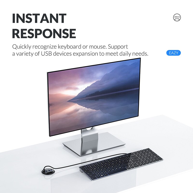 ORICO DESK-4U 5Gbps High-Speed USB HUB Splitter Multi USB 3.0 Ports Desk Mount Adapter for PC Tablet Phone