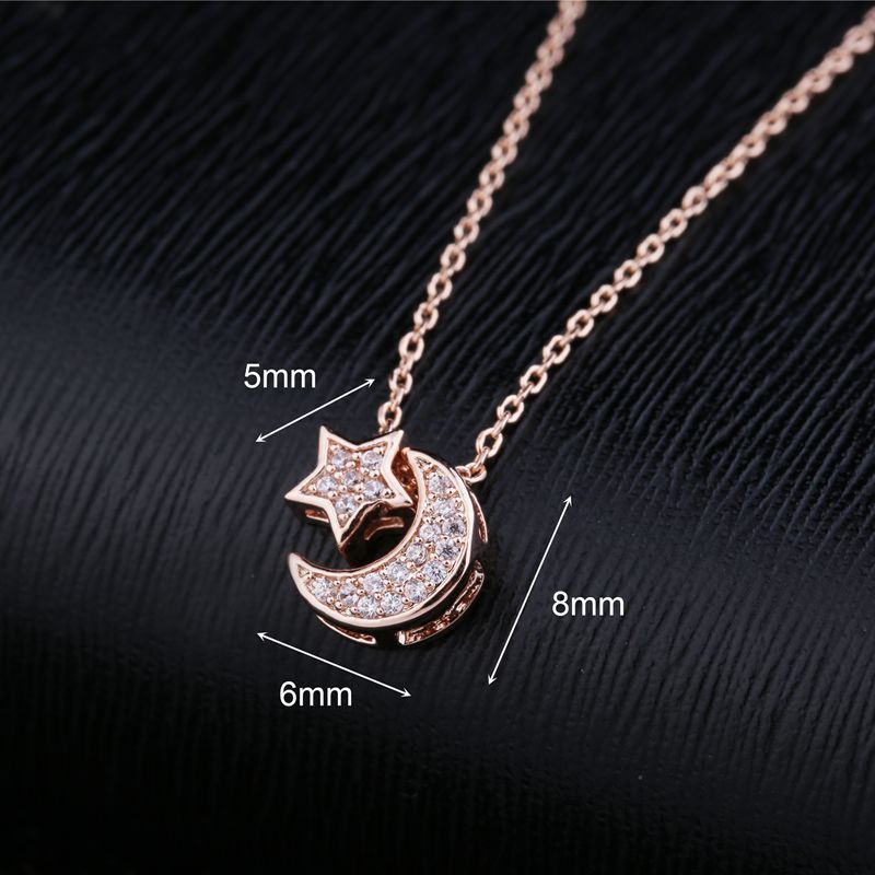 Trendy Zirconia Zilveren Plating Moon Star Hanger Ketting Mode Gouden Ketting Kettingen Voor Vrouwen Bruiloft Sieraden