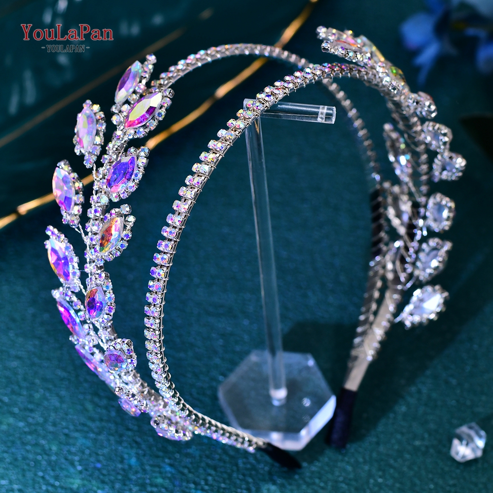 YouLaPan HP496 Strass Bruidshoofdband Boheemse Bruidshaaraccessoires Vrouw Hoofddeksel Bruiloft Haaraccessoires Bruid Tiara: Imitation Rhodium Plated