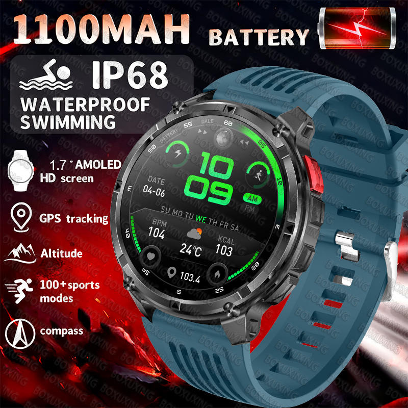 2025 Nuovo Sport All'aria Aperta Astuto Della Vigilanza Degli Uomini di Schermo HD 1100mAh Batteria di Grande Lungo Tempo di Standby Chiamata Bluetooth Orologio Sportivo Impermeabile: Grigio