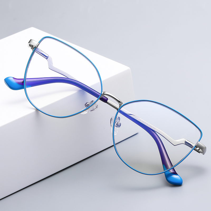 Trending Blauw Licht Blocking Vrouwen Metalen Bril Frame Met Lente Scharnieren Vrouwelijke Anti Stralingsbescherming Brillen Frames