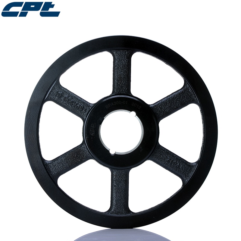 SPA300-01, CPT brand SPA belt single sheave pulley, 300mm pitch diameter, 305.5mm outside diameter, taper bush