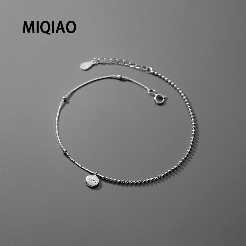 MIQIAO Lucky Leg Chain Female Bracelet Women Real Silver 925 Anklet Ornament Bracelets For Feet Beach Accessories