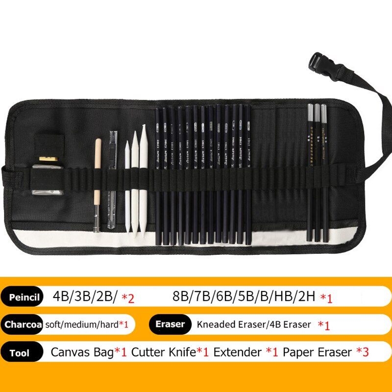 Marco Sketch Pencil Set Sketching Drawing Kit Wood Pencil Pencil Bags For Painter School Students Art Supplies