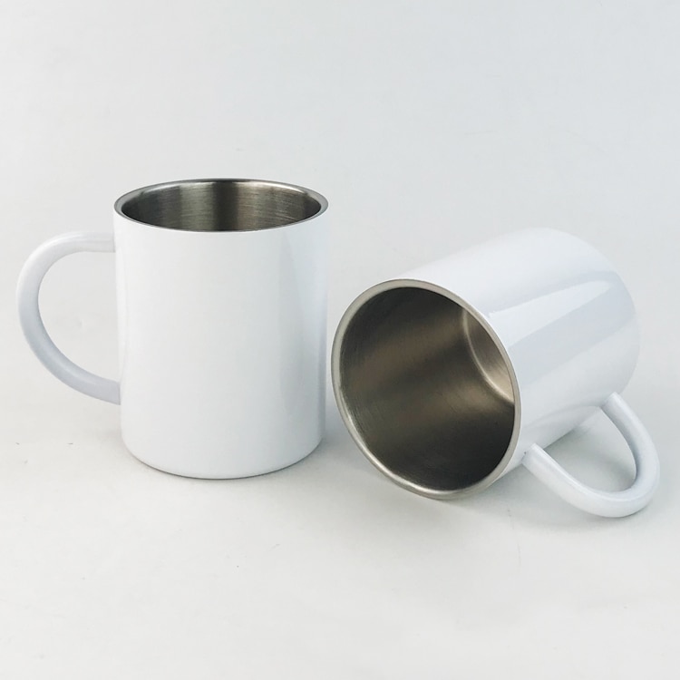 Sublimazione in bianco in Acciaio Bianco Tazze di Caffè 300ML Tazza Di Trasferimento di Prtinting da INCHIOSTRO di Sublimazione FAI DA TE Trasferimento di Calore Presse Stampa