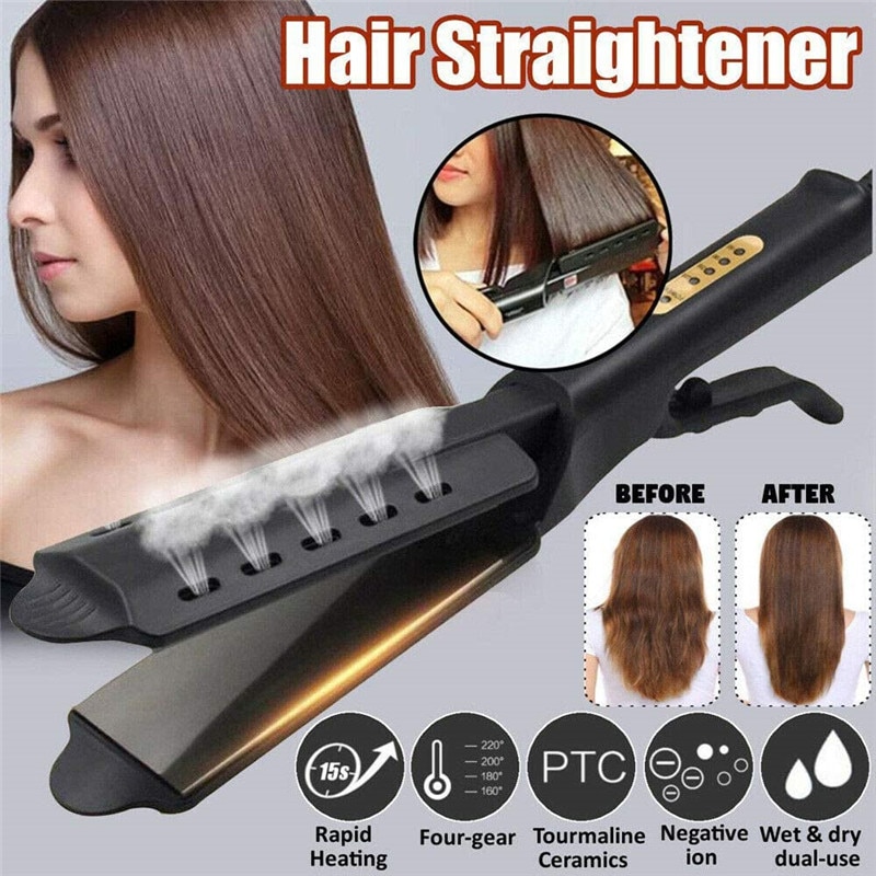 Redresseur de cheveux humide et sec Thermostat à 4 vitesses pince à cheveux droite lisseur attelle de cheveux frange outil de coiffure