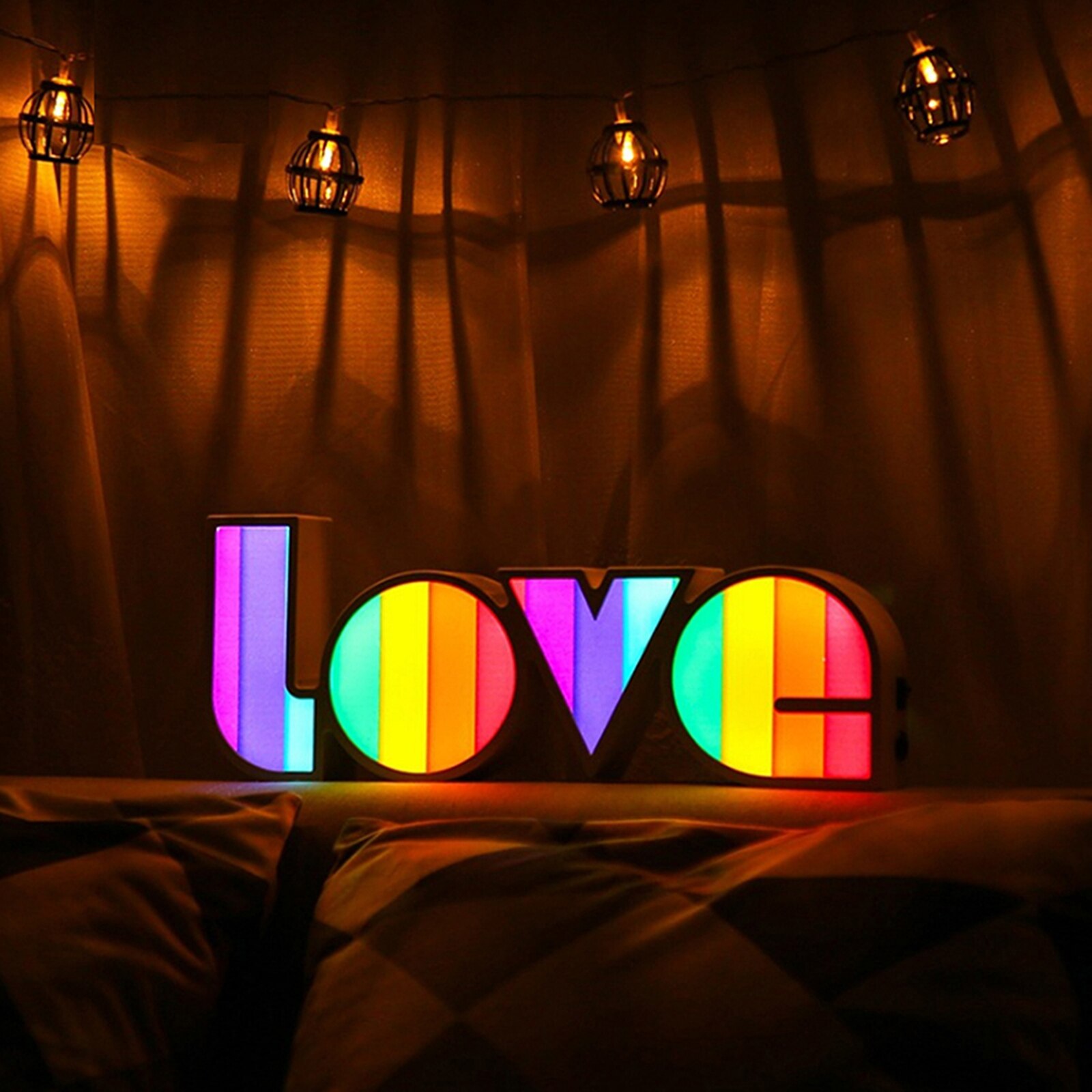 Førte brevlys natlys nattelys indretning lys skrivebord lampe soveværelse indretning farverige kærlighed tegn lys op kærlighed tegn indretning lys