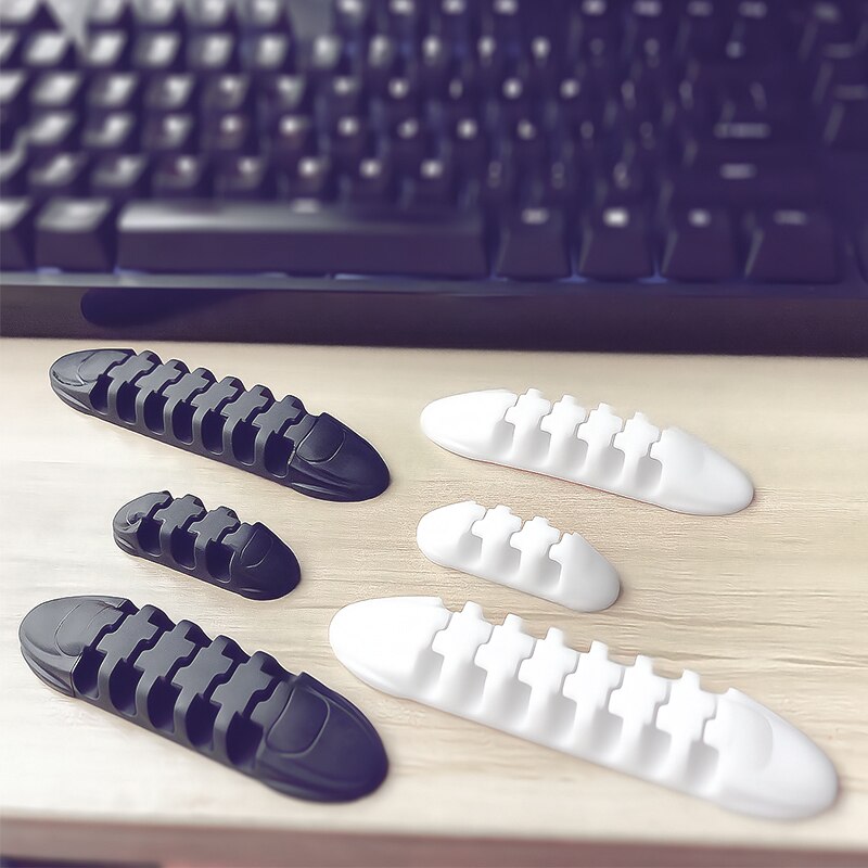 7/5/3/1 Slot USB Cable Clips Cord Management Adhesive Cable Organizers Holder for Desk Car Home and Office Cable Winder Manager