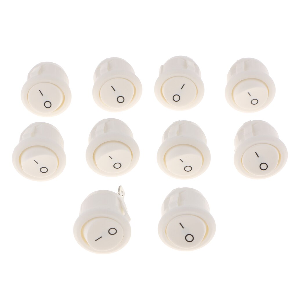10x On/Off Round Circular Rocker Switch Car Dash Dashboard Boat White Switch
