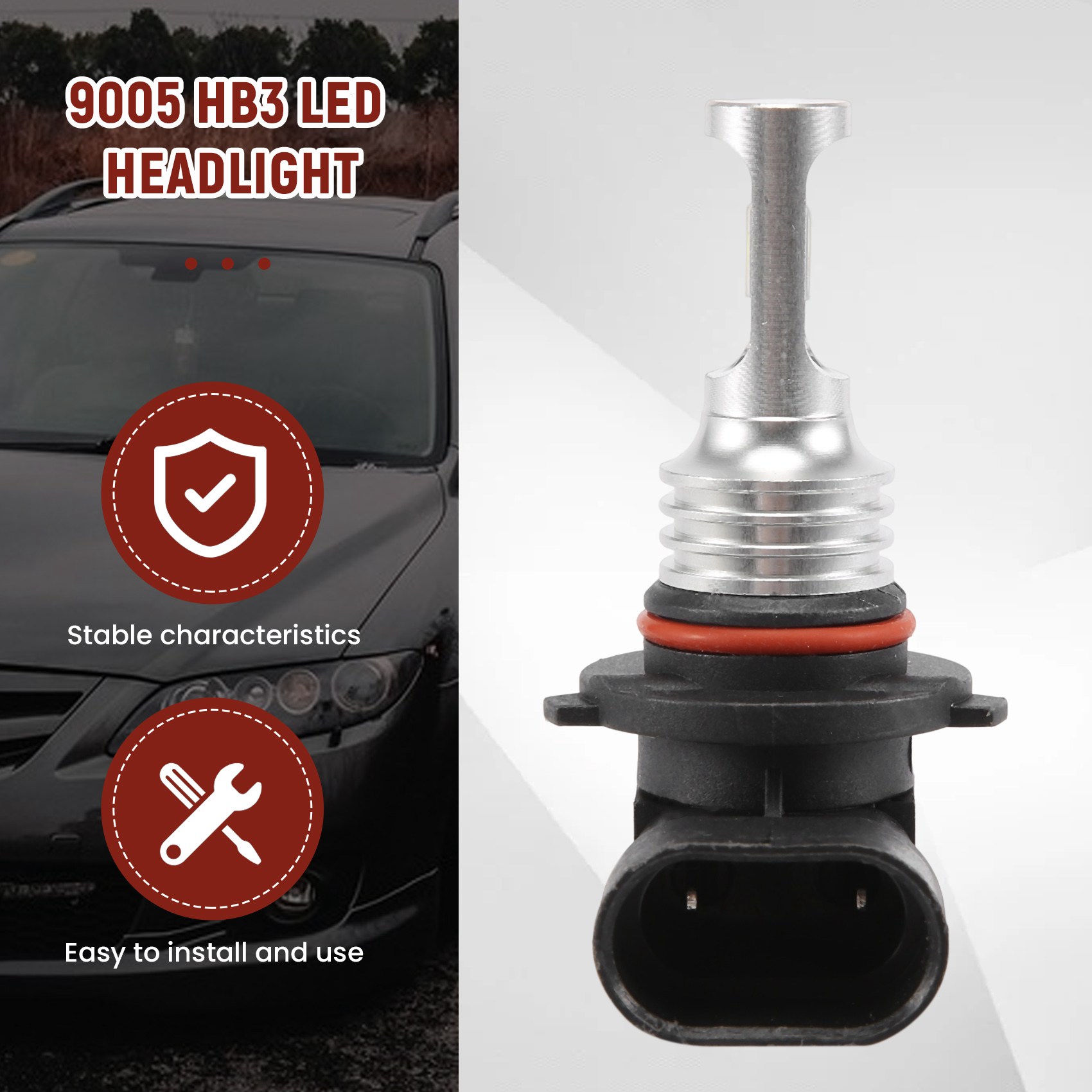 Kit de bombillas de faro LED HB3 9005, luz de carretera, 35W, 4000LM, 6000K, blanco, alta potencia