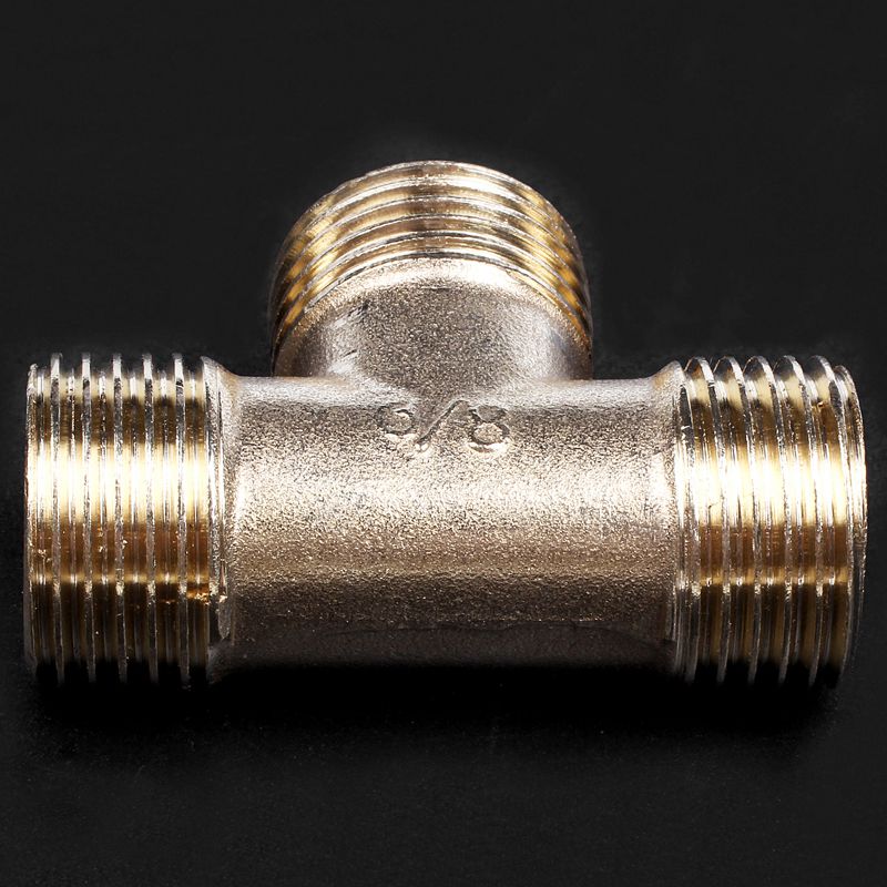 Brass T Shape Water Fuel Pipe Equal Male Tee Adapter Connector 1/2" Thread