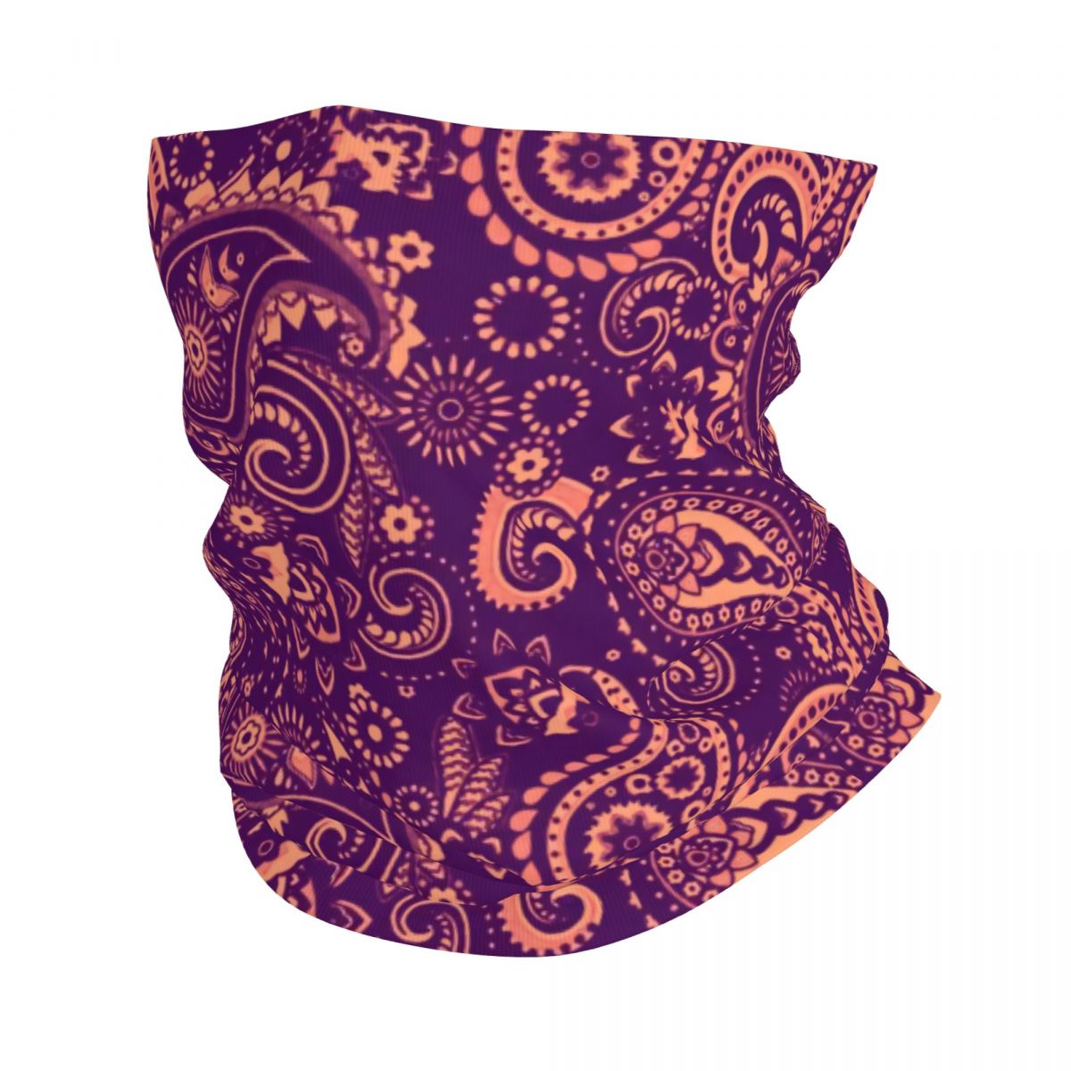 Custom Black Bandana Pattern Bandana Neck Gaiter for Hiking Cycling Women Men Wrap Scarf Paisley Style Headband Warmer: Champagne