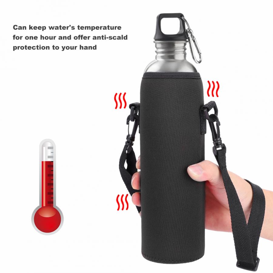 Draagbare Water Fles Cover Bag Neopreen Water Fles Thermische Zak Ith Verstelbare Riem 1 L Sport Water Fles Cover Case pouch