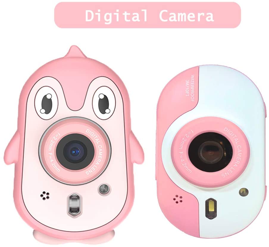 Vandtæt videokamera anti selfie videokamera 2.4 tommer hd skærm og legetøj til børn inkluderer blødt silikone etui