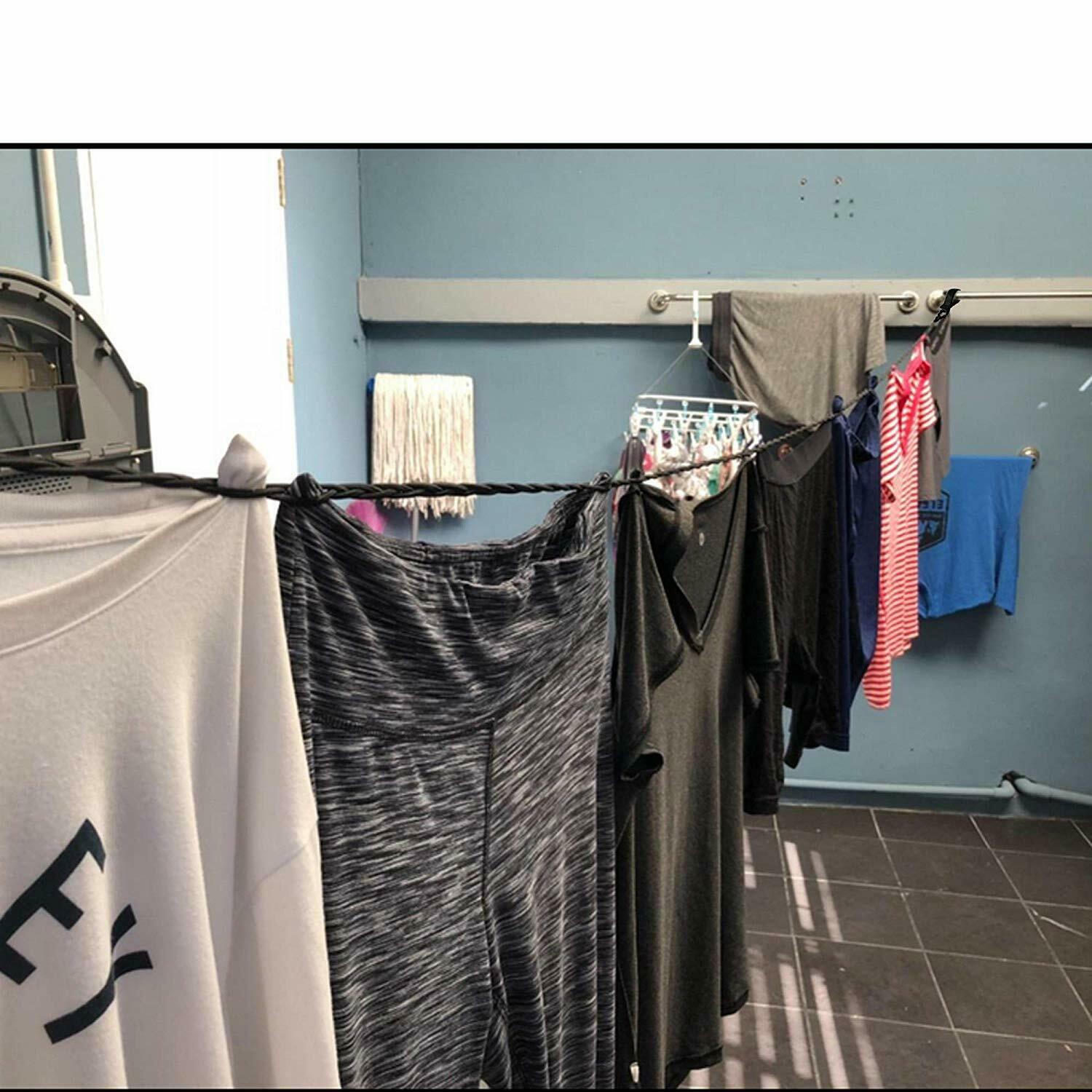 Pegless Travel Clothes Line Clothesline Washing Camping Hanging Airer Rope Drier