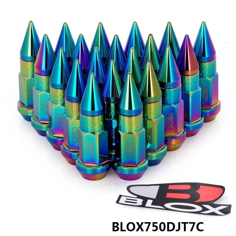 Blox – écrous de roue prolongés 50MM, avec pointes, pour jantes m12x1, 5/m12x1, 25, EP-BLOX750DJT-ALBZ: Neochrome / M12x1.25