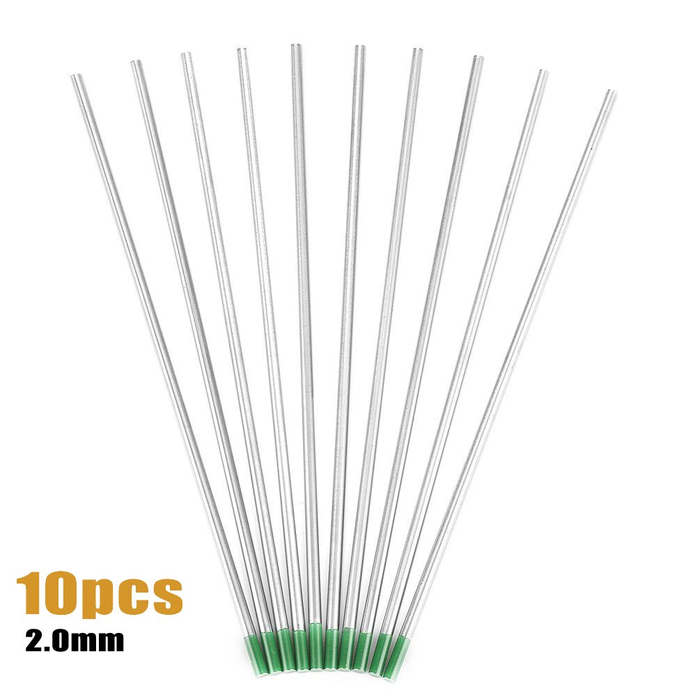 10PCS Tungsten TIG Welding Electrodes WP Green Tip 1.6/2.0/2.4/3.0/3.2/4.0*175mm For Welding Of Carbon Steel Stainless Steel