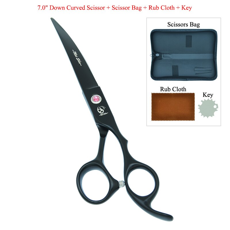 7.0" Japanese Steel Dog Grooming Scissors Curved Cutting Shears 40% Cut Rate Thinning Tesouras Pet Suppliers B0033A: B0033A-08-70
