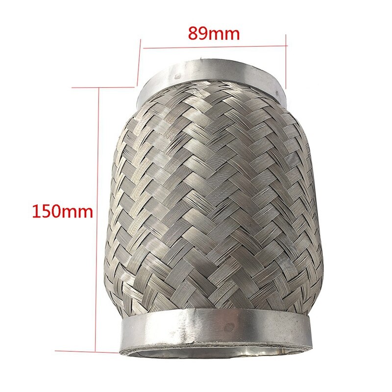 Car Modification Parts 3.5 x 6In Stainless Steel Flexible Exhaust Pipe Braided Internal Corrugated Tube